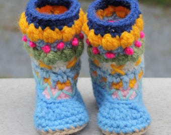 Handmade Baby Booties - Winter Boots - Choice of Colors - Crochet by Cathy