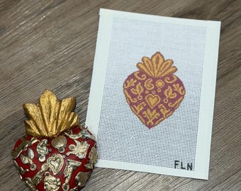 The Milagro Heart  * Printed Needlepoint Canvas * 18 mesh
