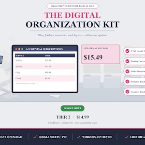 Digital Organization Kit - Editable Google Sheet
