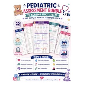 Utvärderingsblad för pediatrisk omvårdnad | 20 sidor klinisk referens (digital nedladdning)