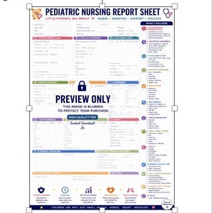 Könnte beinhalten: Ein pädiatrisches Pflegebericht-Formular mit einem Rasterlayout für Patientendaten, Beurteilungsnotizen und Pflegepläne. Die Kopfzeile enthält ein Teddybären-Symbol und ein Stethoskop, während die rechte Seitenleiste dreizehn klinische Kategorien auflistet.