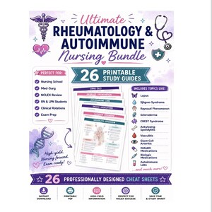 Rheumatology Autoimmune Nursing Bundle | 26 Study Guides (PDF Download)