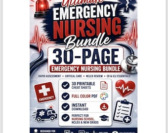 Emergency Nursing Bundle | 30-Page NCLEX Study Guide, ER Cheat Sheets (PDF)