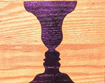 Folk Art Rubin Vase Illusion: Two Faces & Chalice – Baraboo Lou Pyrography