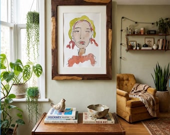 Boho Beauty Watercolor Portrait Print | Bohemian Wall Art | Feminine Abstract Face Painting | Whimsical Woman Artwork- You Are Beautiful ed.