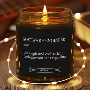 Vela divertida con la definición de ingeniero de software, regalo humorístico para la oficina de ingeniería, vidrio ámbar o transparente, regalo a granel para la Semana del Ingeniero, regalo para compañeros de trabajo