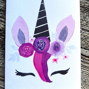 Lot de cartes d'anniversaire licorne magique - Cartes de correspondance fantaisistes pour enfants - Lot de 4 - Parfait pour toutes les occasions, enveloppes kraft incluses, carte A2