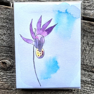 Cartes de correspondance florales botaniques aquarelles, cartes de voeux pantoufles fleurs sauvages - paquet de 4 cartes et enveloppes, papeterie pour voeux, merci