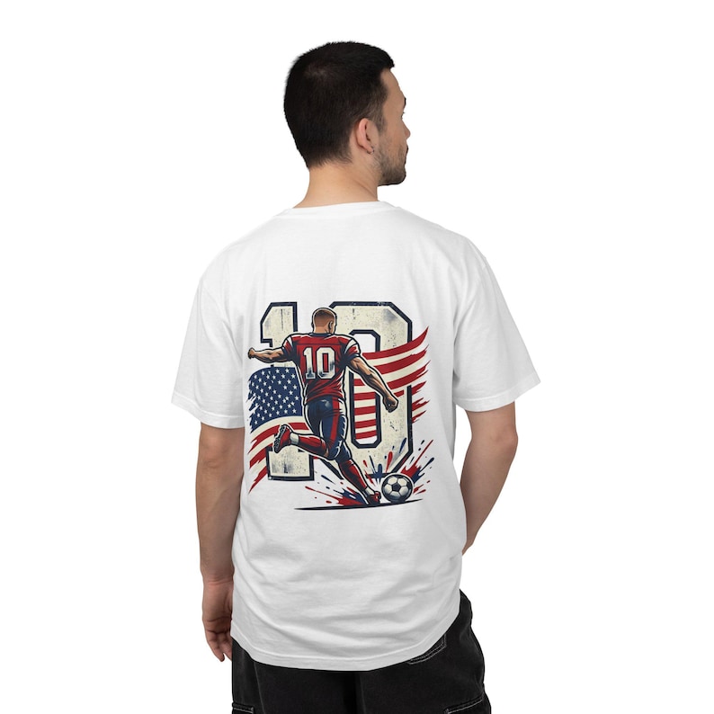 USA Soccer Shirt | USMNT Football Tee | Christian Pulisic Jersey Style T-shirt image 1