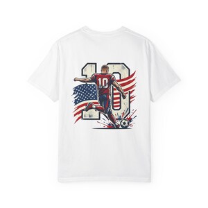 USA Soccer Shirt | USMNT Football Tee | Christian Pulisic Jersey Style T-shirt image 3