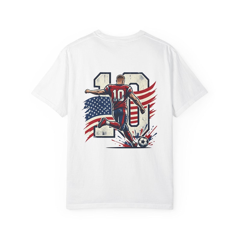 USA Soccer Shirt | USMNT Football Tee | Christian Pulisic Jersey Style T-shirt image 3