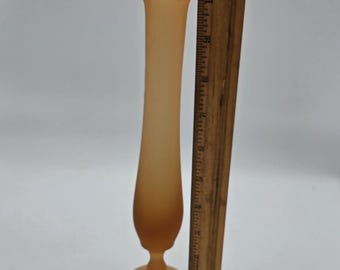 Jarrón pequeño de cristal satinado color melocotón y albaricoque con pedestal estilo MCM de 25 cm (10") Westmoreland?