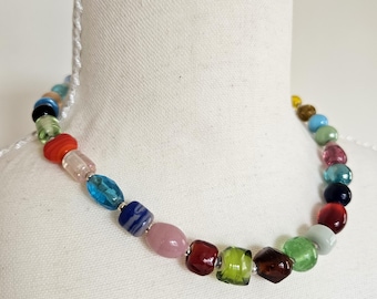 Chunky Colorful Glass Beaded Necklace