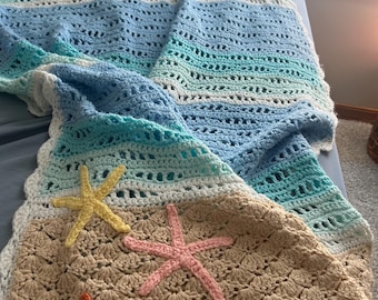 Beach Inspired Blanket Crochet Pattern/ Newborn/ Baby/ Custom Size
