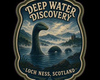 Loch Ness Monster Deep Discovery Sticker | Retro Badge | Waterproof Laminated Glossy Vinyl | 3x3 Inch