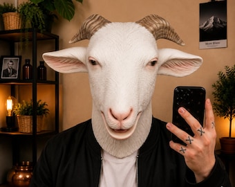 Funny Goat Mask Realistic · Face Cosplay Animal Costume · Halloween · Carnival Party