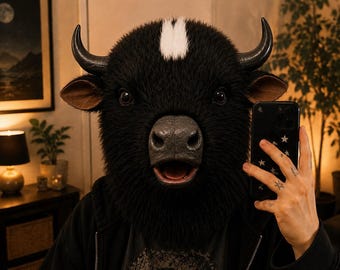 Bull Bison Mask · Realistic Animal Cosplay Funny · Furry Halloween Costume