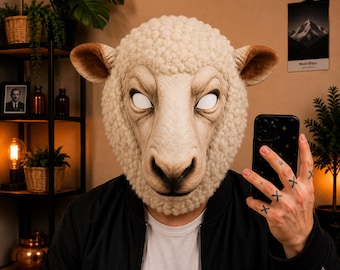 Realistic Sheep Full Head Mask · Animal Costume Mask · Therian Furry Cosplay · Halloween Latex