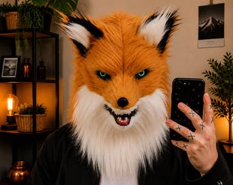 Realistic Fox Mask · Handmade Animal Cosplay Mask · Halloween Furry Costume
