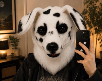 Dalmatian Dog Mask · Realistic Fursuit Head · Animal Furry Cosplay · Halloween Costume