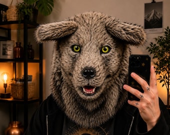 Realistic Wolf Head Mask • Faux Fur Werewolf Cosplay Costume
