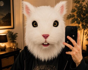 Rabbit Animal Mask · Realistic rodent Animal Head · Halloween Costume · Furry Cosplay