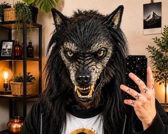 Werewolf Head Mask · Realistic Head Costume · Horror Cosplay Headpiece · Furry