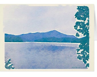 Lake Placid Water Color, Sympathy Card, Blank Card, Watercolor, Scenic Card, Blank Card, Card for Friend, Friendship, Lake Placid