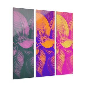 Vibrant Leaf Acrylic Prints Triptych | Modern Wall Art | Botanical Decor | Home Aesthetic | Gift for Nature Lovers