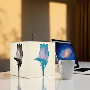Elegant Floral Light Cube Lamp, Modern Home Decor, Unique Gift for Her, Ambient Lighting, Decorative Accent Piece