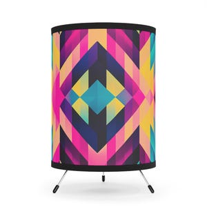 Tripod Lamp - Vibrant Geometric Shade, Colorful Room Decor, Boho Lighting, Modern Home Accent, Unique Gift Idea