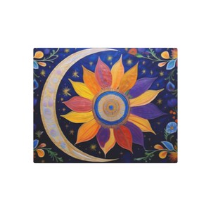 Metal Moon & Sun Floral Art Sign