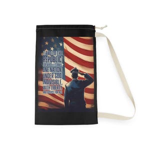 Patriotic Laundry Bag - USA Flag Design, Laundry Tote, Home Organization, Gift for Veterans, Americana Decor