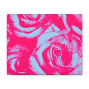 Vibrant Floral Canvas Art, Wall Decor, Home Decoration, Pink Roses, Modern Artwork, Gift for Her