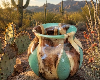 Desert Sage Green Resin & Mesquite Wood Bowl | Hand-Turned Southwestern Art Piece