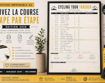 Race Tracker July 2026 | Printable A3 Poster for Cycling Fans | Instant Download