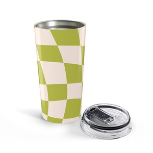 Green Checkerboard Pattern Tumbler | 20oz Insulated Travel Cup