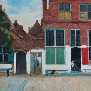 Vermeer's "The Little Street", Original oil on canvas copy, fine framed art, 21"x  25"