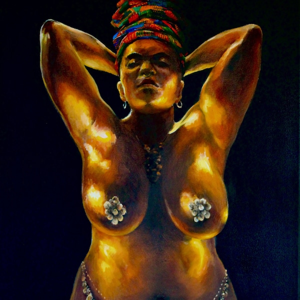 NUDE FEMALE ART, Bronze Lady, nude voluptuous black woman, 16\