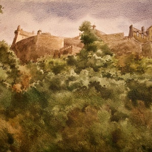 EDINBURGH Castle, Watercolor Painting, Framed Art, Memory Gift, Home Decoration