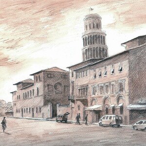 PISA, ITALY, Watercolor pencil drawing, perfect gift