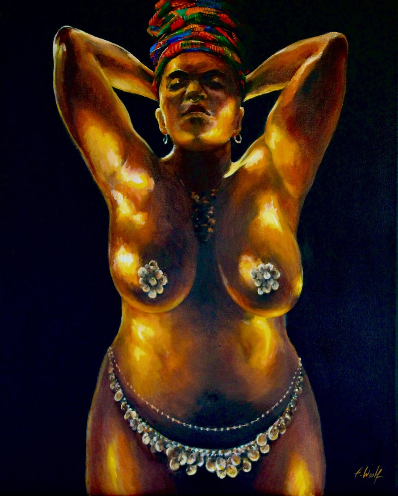 NUDE FEMALE ART Bronze Lady nude voluptuous black woman image 1