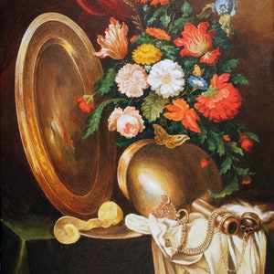 Dutch Masters Style Still Life With Flowers Fine Art Etsy