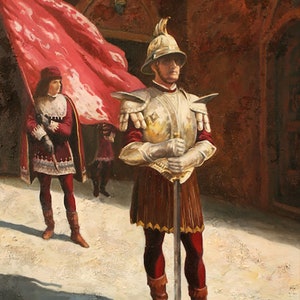 PALIO PROCESSION in SIENA, Italy, original oil painting