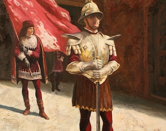 PALIO PROCESSION in SIENA, Italy, original oil painting