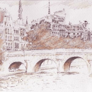 Parijs, aquarelpotloodtekening, perfect cadeau