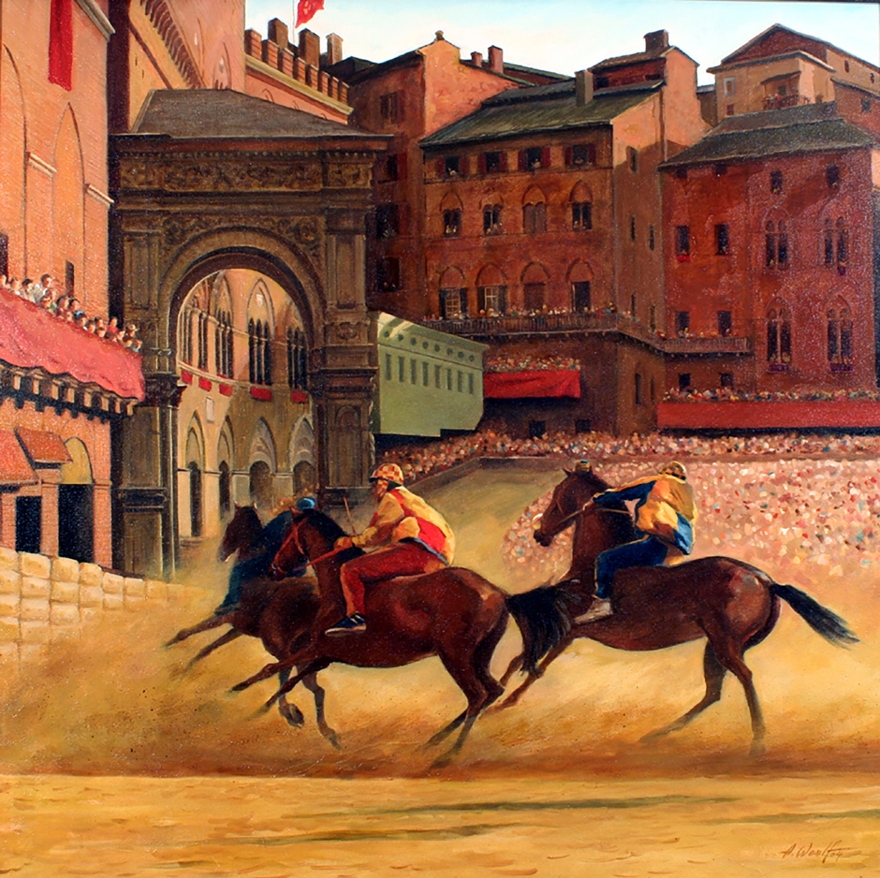 Palio di Siena Pferderennen: Italien Fine Art Leinwand (24x24)