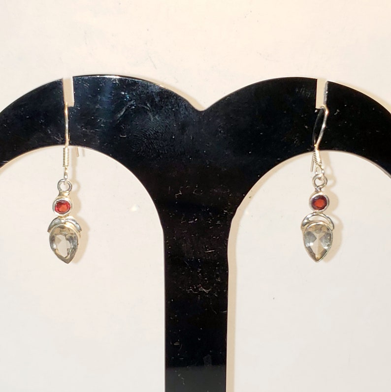 Turkish Zircon Garnet Earrings S4-91 Zircon Garnet Earrings 925 Sterling Silver Turkish Handmade Zircon Garnet Topaz Women Earrings