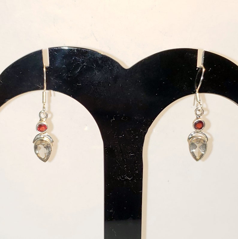 Turkish Zircon Garnet Earrings S4-91 Zircon Garnet Earrings 925 Sterling Silver Turkish Handmade Zircon Garnet Topaz Women Earrings