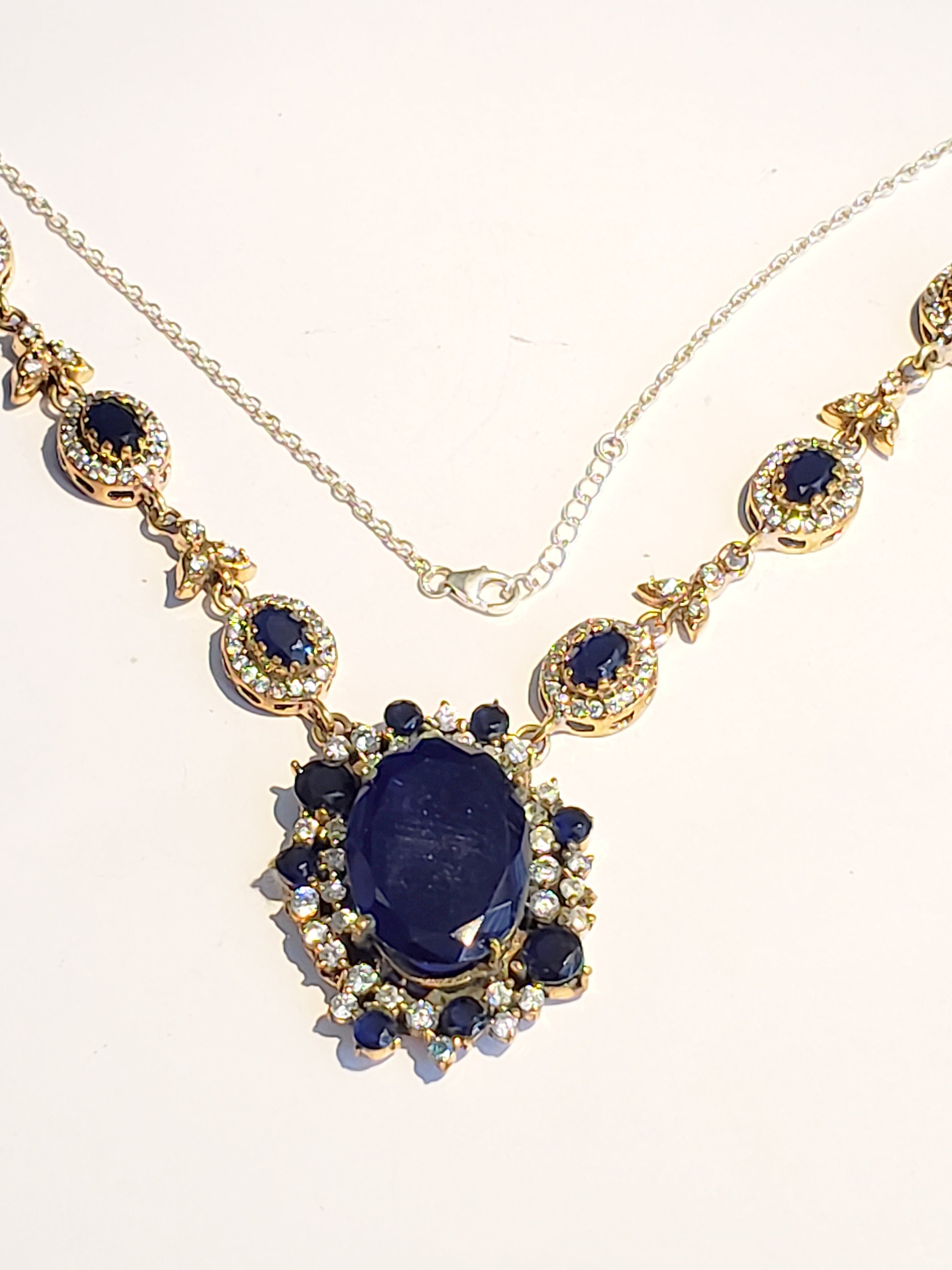 Collar De Plata De Ley Con Colgante De Flor Y Zafiro Azul - Regalo Perfecto Para Ella